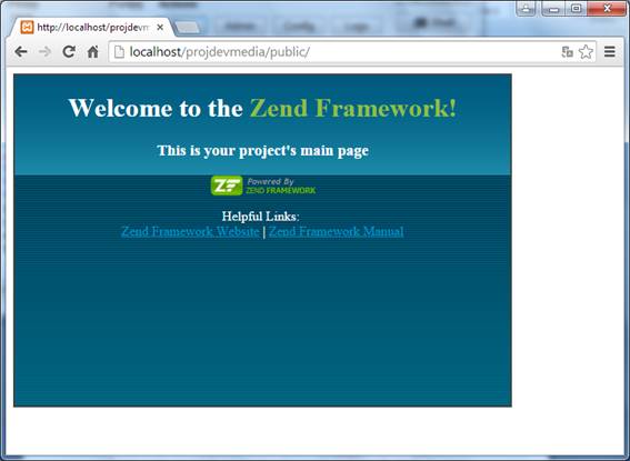 Pgina inicial do
projeto com Zend framework 1