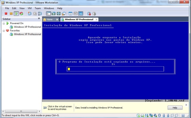 VMWare em ao com Windows XP Professional  instalao