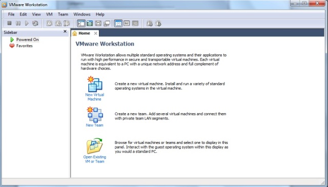 Janela inicial do VMWare Workstation
