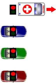 Todos param ao semforo, exceto a ambulncia