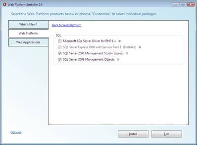Componentes e ferramentas do
SQL Server 2008 Express