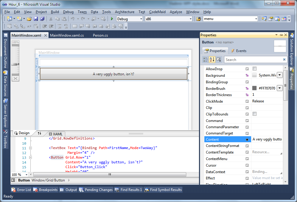 Design de janela em WPF