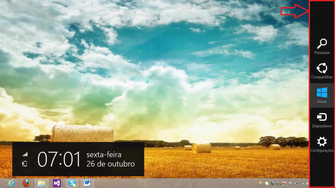 Exemplo da Charms Bar