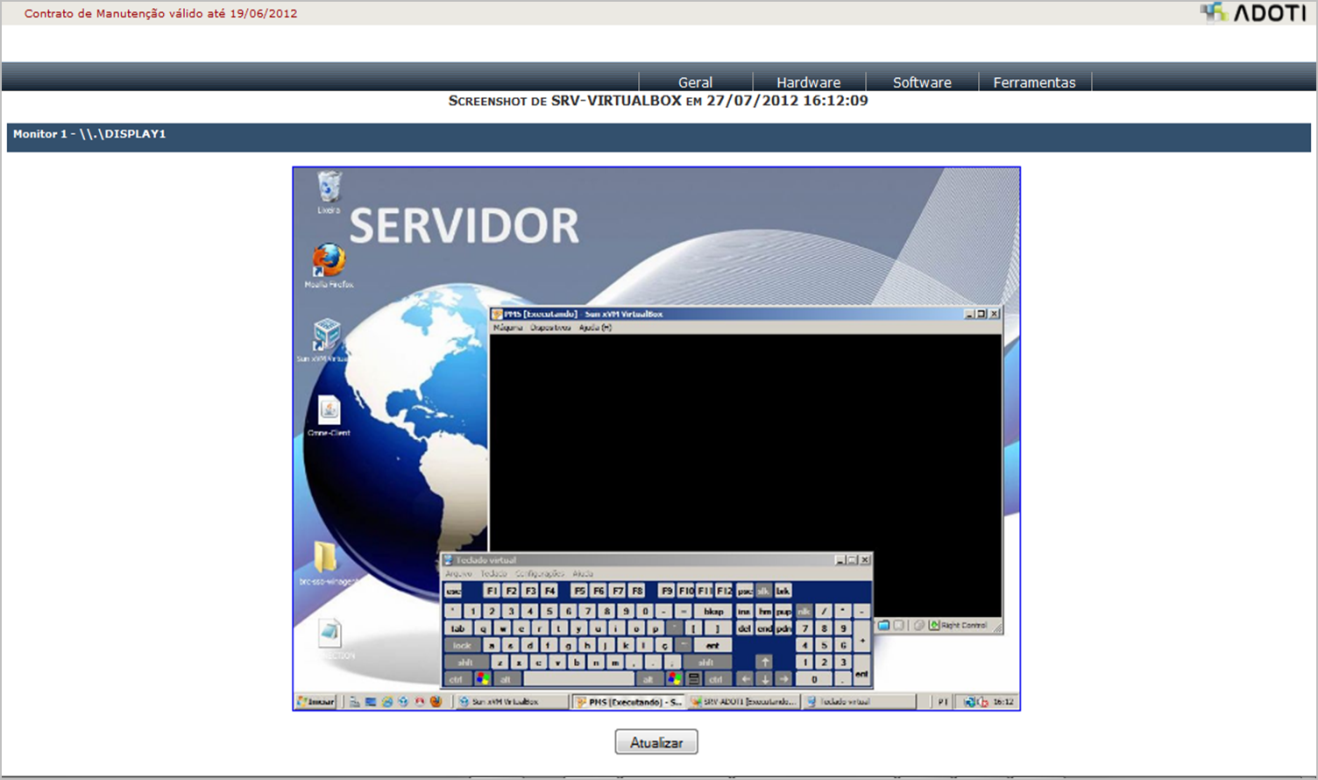 Imagem instantânea da tela do computador acessado