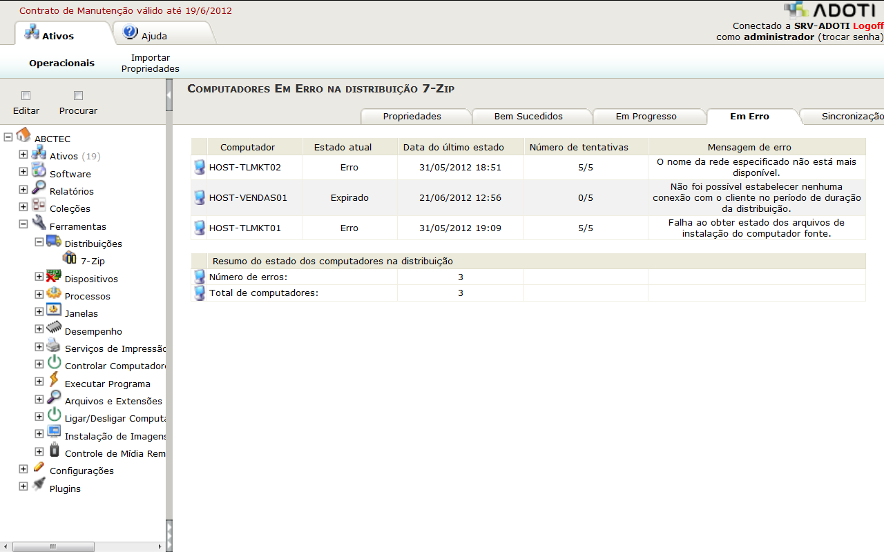 Exemplo de instalação do software TeamViewer realizada remotamente