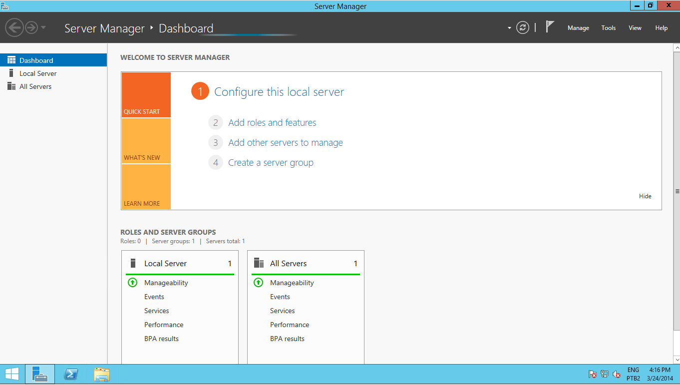 Tela Inicial do Server
Manager