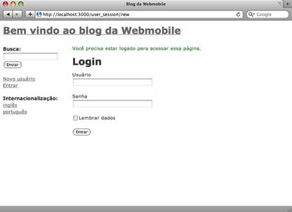 Tela de novo post caso o usurio no esteja logado