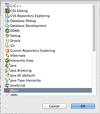 Abrindo a perspectiva JBoss