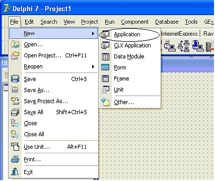 Nova aplica��o Delphi