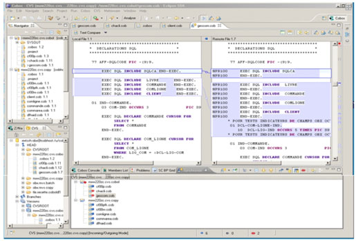 Um programa COBOL no Eclipse, onde se l um cdigo em SQL.