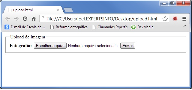 Formulário de upload de imagem
