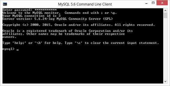 Aparência do MySQL 5.6
Command Line Client