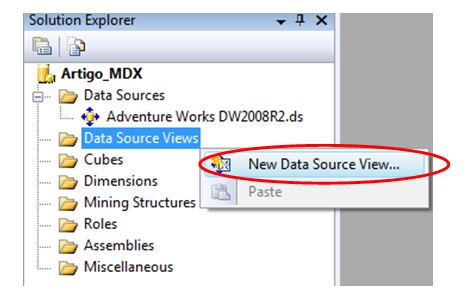 Criando a Data Source View.