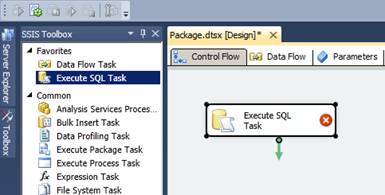 Inserindo o componente Execute SQL Task