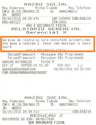 Impress�o do relat�rio