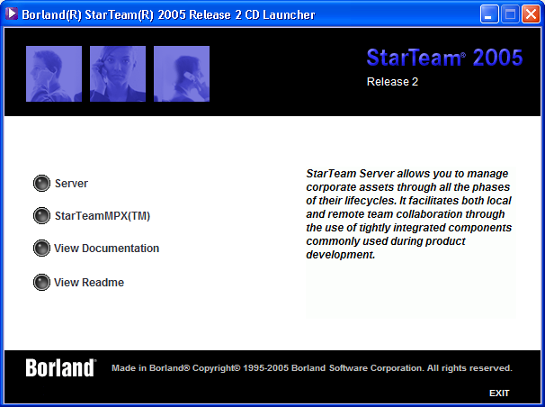 Tela inicial para a instala��o do StarTeam Server