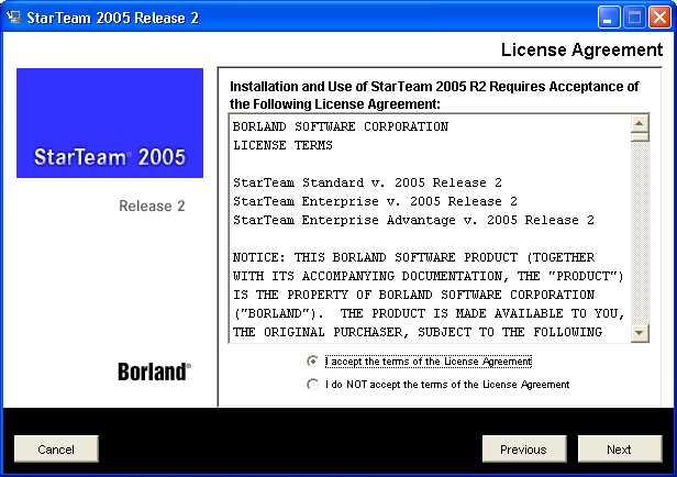Iniciando a instala��o do StarTeam Client for Windows