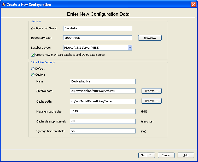 Iniciando a cria��o de um novo server configuration