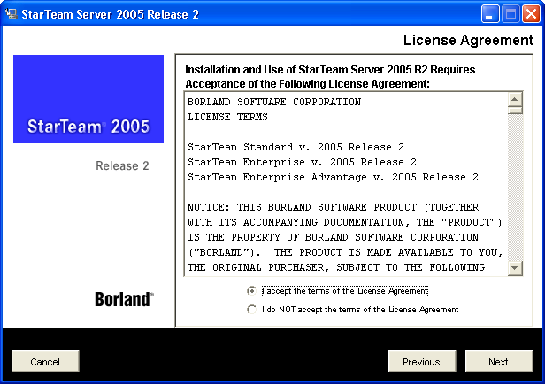 ela de licen�a de uso do StarTeam