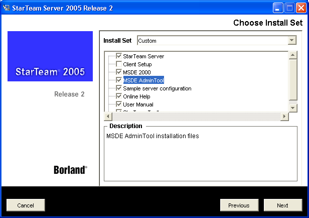 Selecionando os componentes a serem instalados