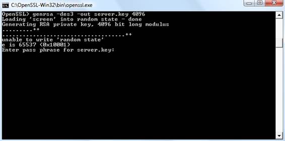 Solicitação do pass phrase para <em>server.keys
