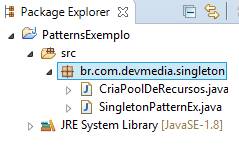 Package Explorer no Eclipse para a implementao do Singleton