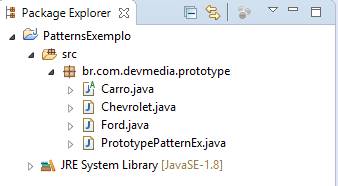 Package Explorer no Eclipse para a implementao do Prototype