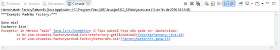 Sada da implementao do padro Factory Method
