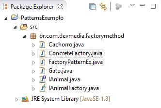 Package Explorer no Eclipse para a implementao do Factory Method