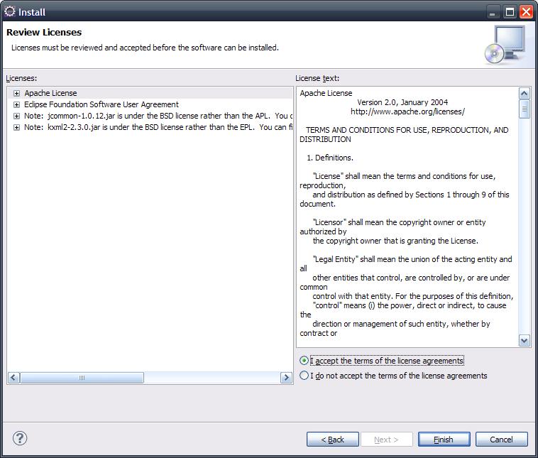 Aceitando termos de Licena