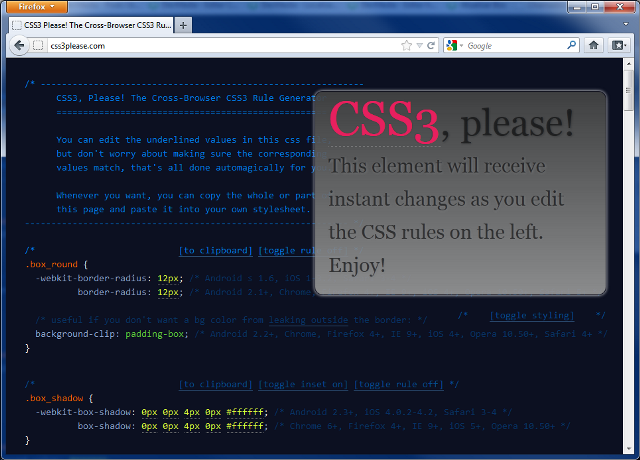 Ferramenta CSS3 Please