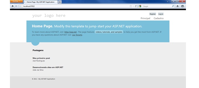 Página principal com posts listados