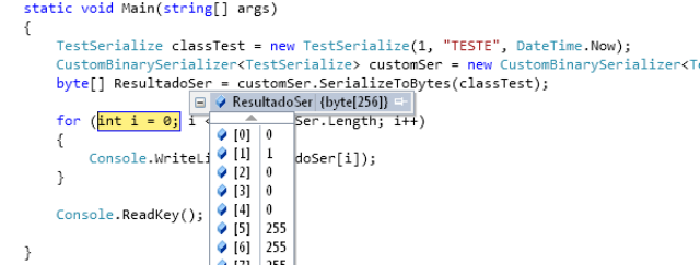 Avalia��o do c�digo em execu��o