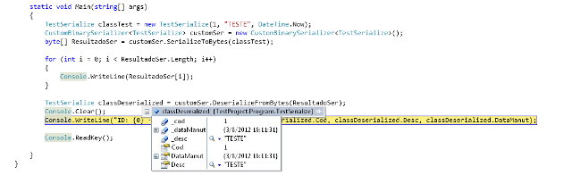 Debug da deserializa��o