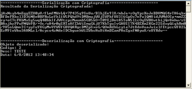 Resultado daserializa��o criptografada