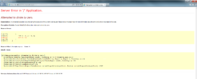 Exce��o gerada por tentativa de divis�o por zero