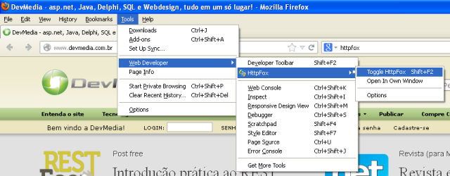 Ativando HttpFox