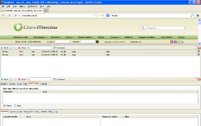 Interface do HttpFox