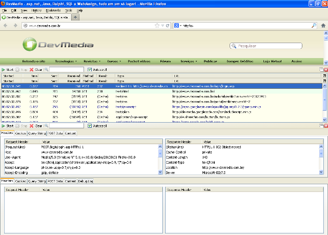 Monitorando interações com o servidor