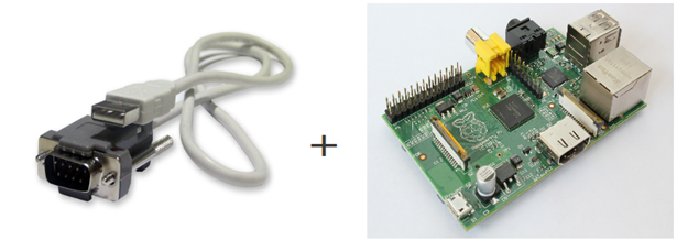 Raspberry Pi Modelo B
  (com duas portas USB) e um cabo conversor UBS/RS232