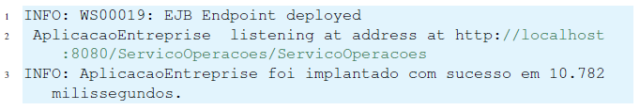 Resultado da implantao do Web Service no servidor de aplicao Glassfish