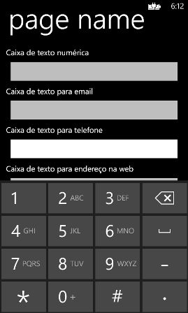 Aplicao em execuo exibindo o layout do teclado de telefone