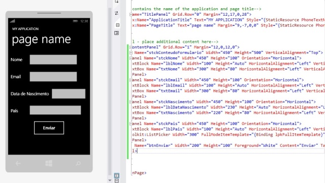 Layout da tela aps insero dos cdigos