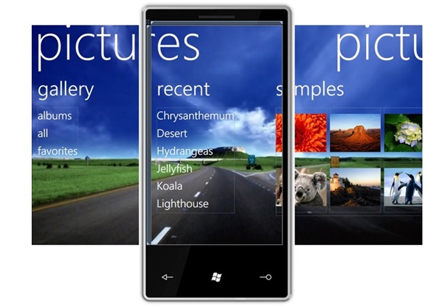 Galeria de imagens do Windows Phone com o template Panorama