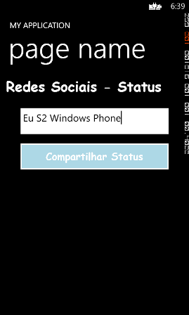 Aplicao em funcionamento no emulador do Windows Phone