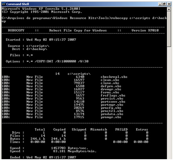 Cópia do diretório Scripts