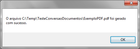 Conversão para um documento PDF concluída