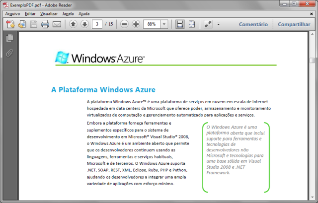 Visualizando o documento PDF gerado a partir de um arquivo do Word