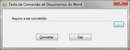 Projeto TesteConversaoDocumentos em execução