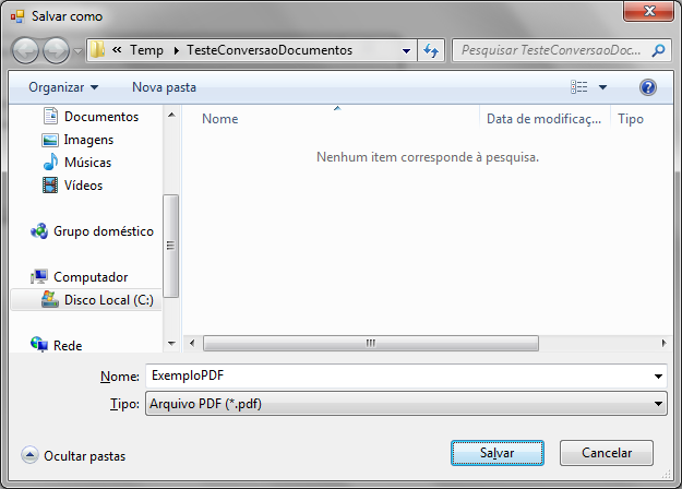 Definindo o nome do documento PDF que será gerado